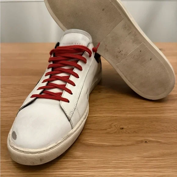 Oliver Cabell White and Red Classic Sneakers - Picture 5 of 7